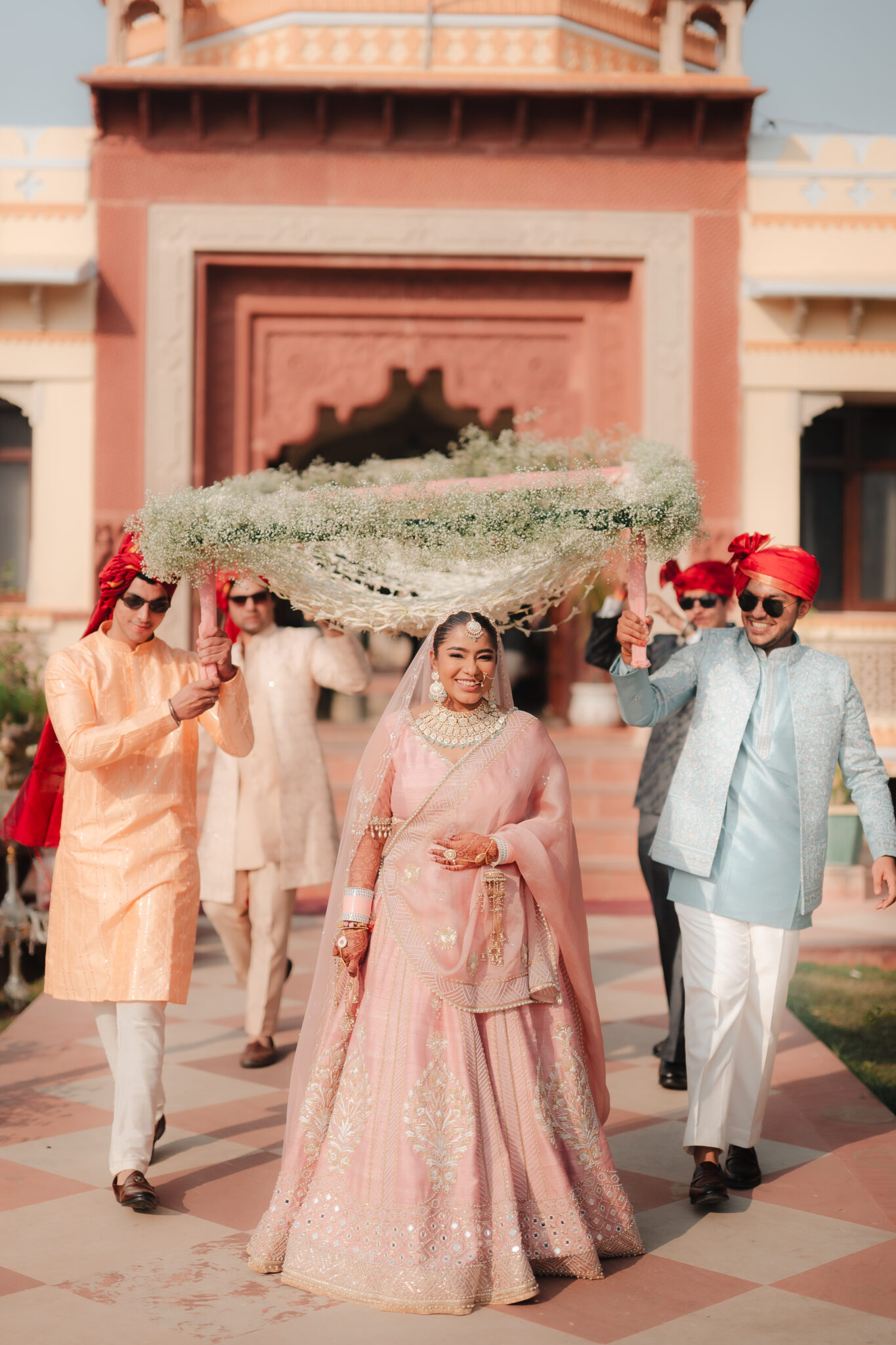 bride entry in phoolon ki chadar in a luxury wedding