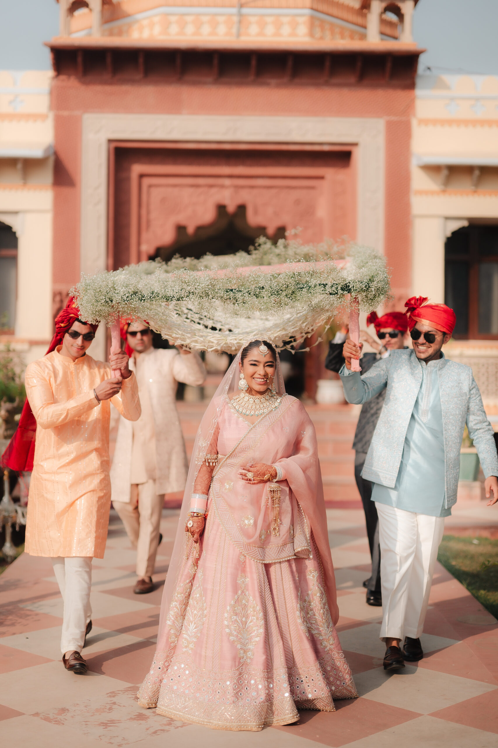 bride entry in phoolon ki chadar in a luxury wedding