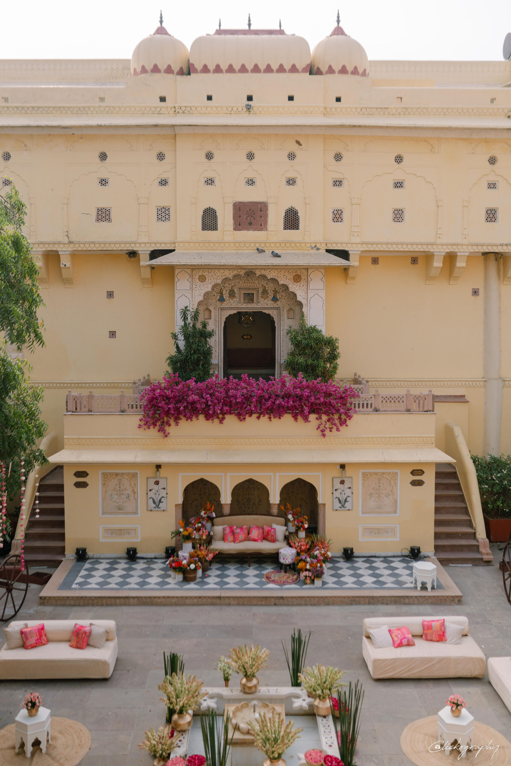Fort wedding mehendi ceremony decor